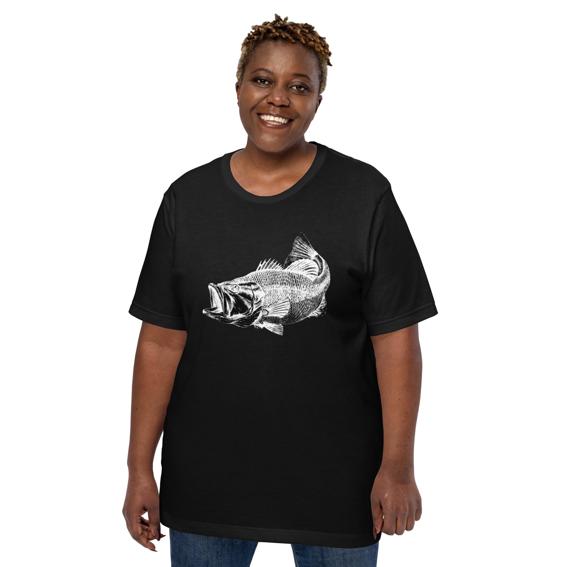 t-shirt bass fishing black women's