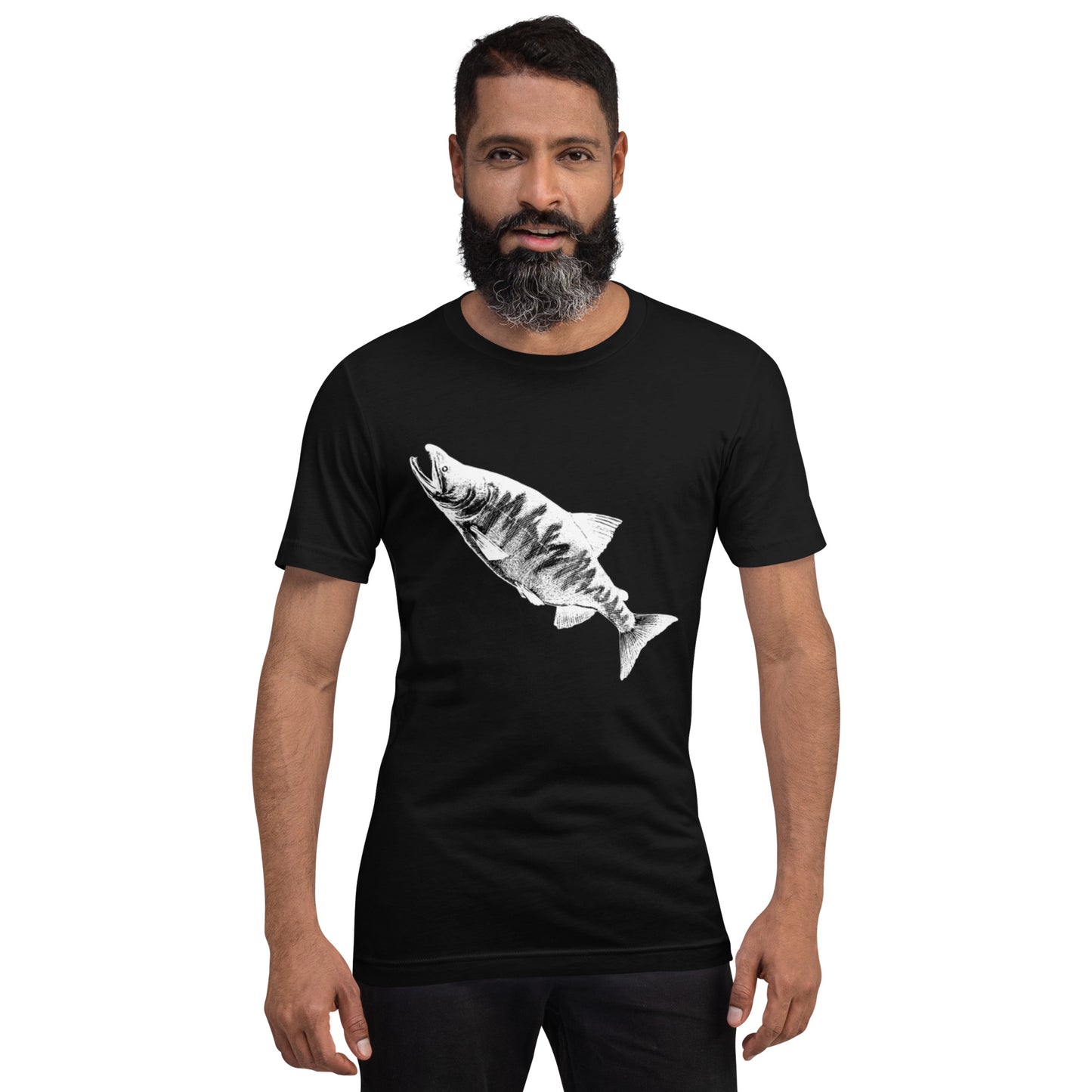 t-shirt chum salmon fishing black men's