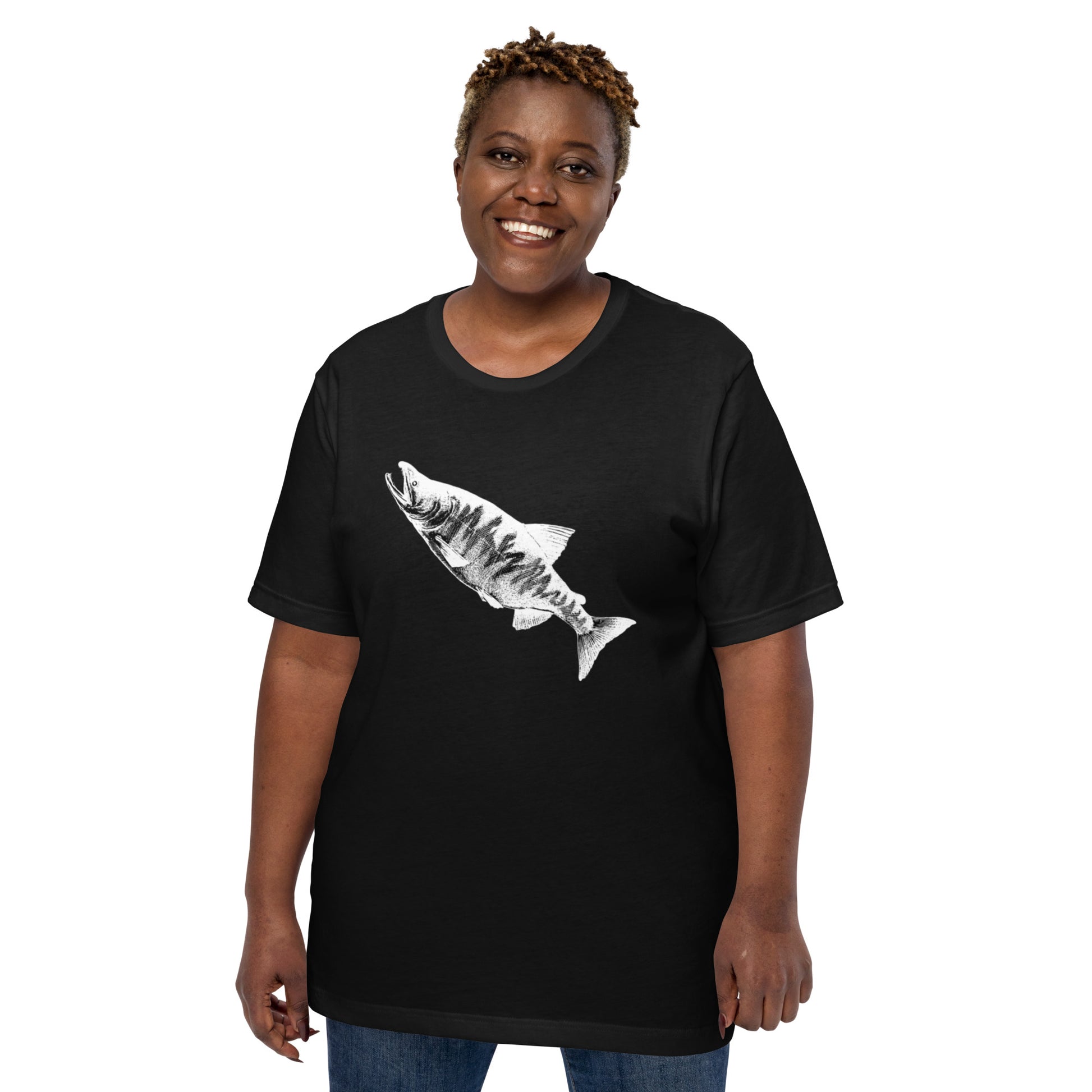 t-shirt chum salmon fishing black women's