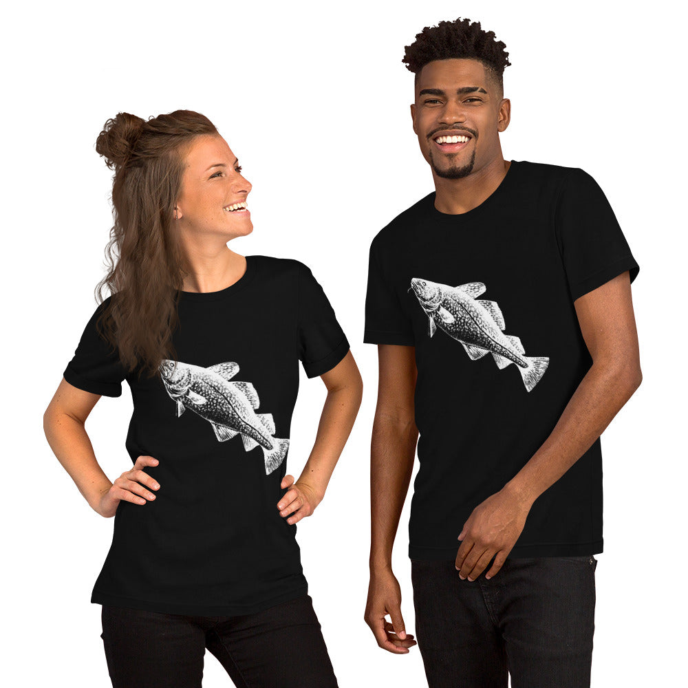 t-shirt cod fishing black couple's