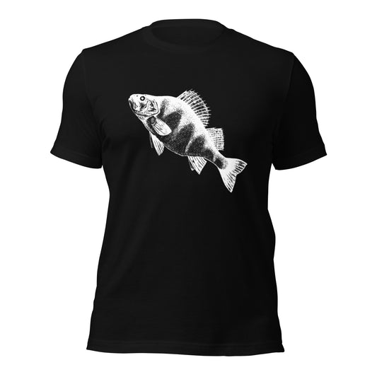 t-shirt perch fishing black