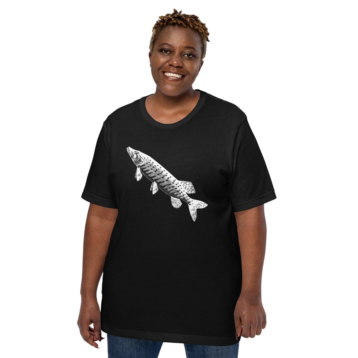 t-shirt pike fishing black women's