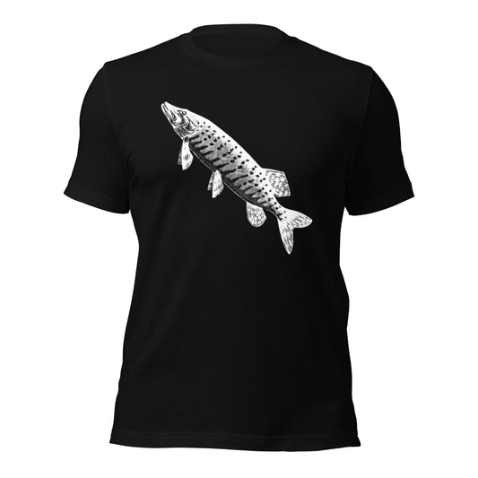 t-shirt pike fishing black