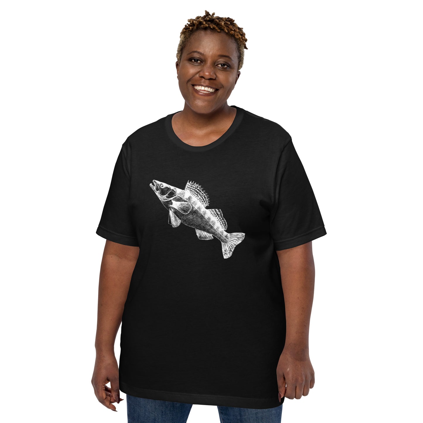 t-shirt zander fishing black women's